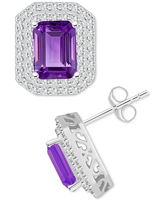 Rhodolite Garnet (3-7/8 ct. t.w.) & White Topaz (7/8 Stud Earrings Sterling Silver (Also Citrine, Peridot, Amethyst, Blue Topaz)
