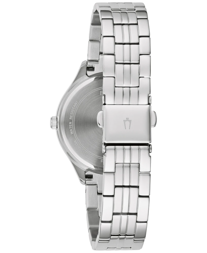 Bulova Women's Embellished Silver-Tone Stainless Steel Bracelet Watch 32mm