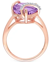 Amethyst (6-1/2 ct. t.w.) & Diamond (1/20 Heart Swirl Ring 18k Rose Gold-Plated Sterling Silver