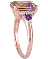 Ametrine (3-1/4 ct. t.w.), Amethyst (1/5 t.w.) & Diamond (1/20 Statement Ring Rose Gold-Plated Sterling Silver