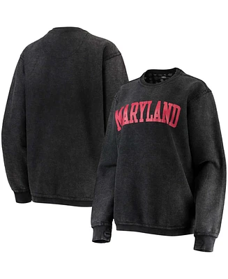 Women's Maryland Terrapins Comfy Cord Vintage-Like Wash Basic Arch Pullover Sweatshirt
