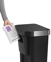 simplehuman 45 Liter Rectangular Liner Rim Plastic Kitchen Trash Can with Pocket
