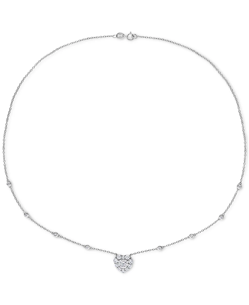 Lab-Grown Moissanite Heart Halo 18" Pendant Necklace (2 ct. t.w.) in Sterling Silver