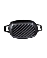 Victoria 10in Square Grill Pan with Double Loop Handles, Seasoned