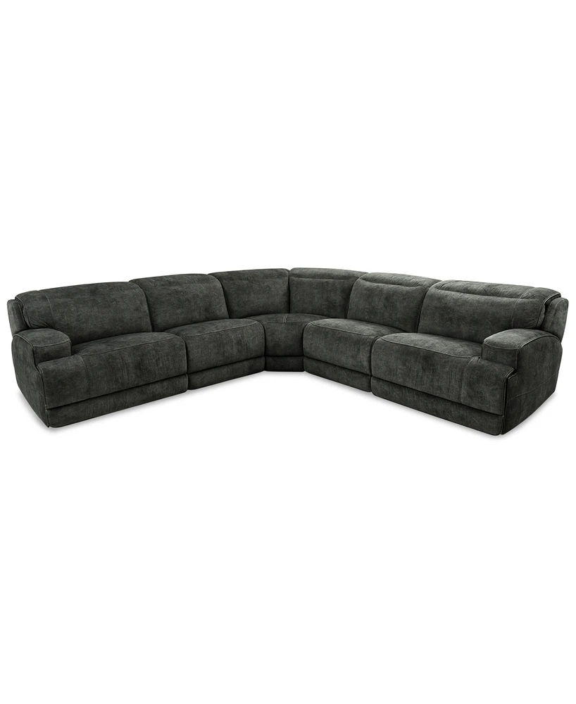 Sebaston 5-Pc. Fabric Sectional with Power Motion Recliners