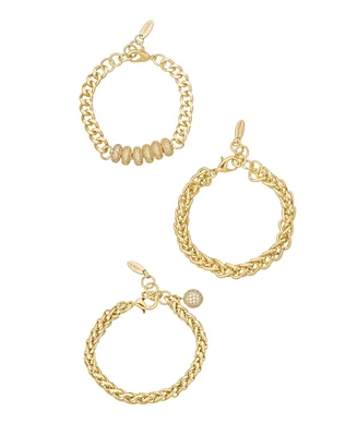 Ettika Gold-Plated Chain Stacking Bracelet Set of 3