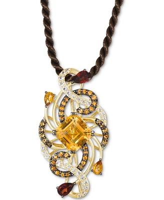 Le Vian Crazy Collection Multi-Gemstone Braided Silk Cord 18" Pendant Necklace in 14k Gold