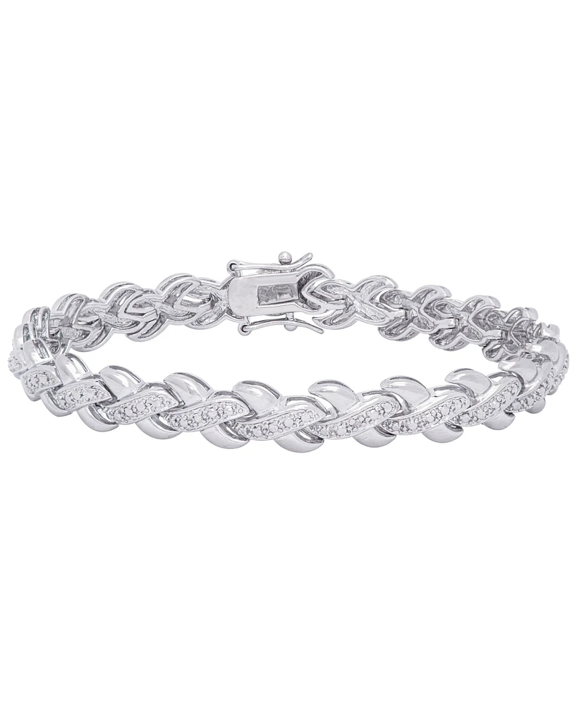 Diamond Accent X Weave Bracelet in Fine Gold Plate or Fine Silver Plate