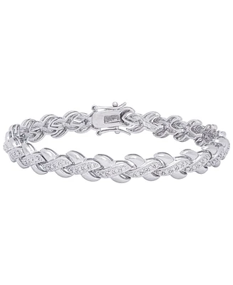 Diamond Accent X Weave Bracelet in Fine Gold Plate or Fine Silver Plate