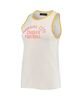Women's White and Gold Kansas City Chiefs Throwback Pop Binding Scoop Neck Tank Top