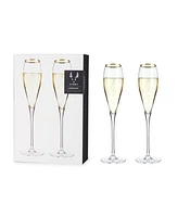 Viski Gold-Rimmed Crystal Champagne Flutes Set of 2, 8 Oz