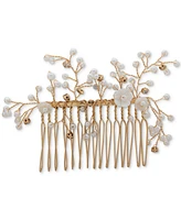 lonna & lilly Gold-Tone Pave, Bead & Imitation Pearl Flower Hair Comb