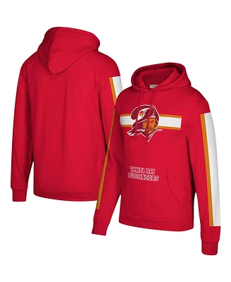 Men's Red Tampa Bay Buccaneers Three Stripe Pullover Hoodie