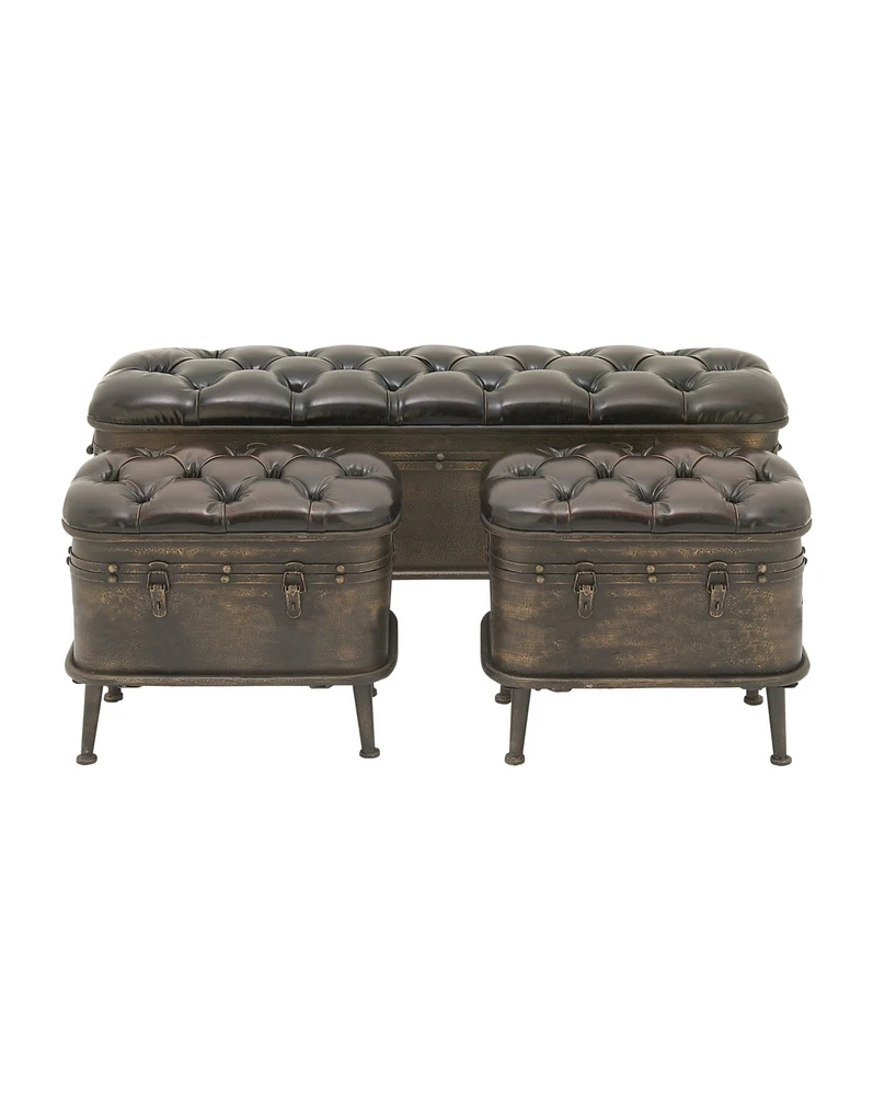 Metal Retro Storage Bench, Set of 3