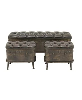 Metal Retro Storage Bench, Set of 3