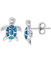 Lab-Created Blue Opal Turtle Stud Earrings (1/2 ct. t.w.) in Sterling Silver