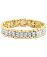 Men's Diamond Link Bracelet (1 ct. t.w.) Sterling Silver & 14k Gold-Plate or