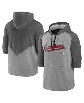 Men's Nike Heather Charcoal, Gray Cleveland Guardians Team Modern Arch 3/4 Sleeve Pullover Hoodie