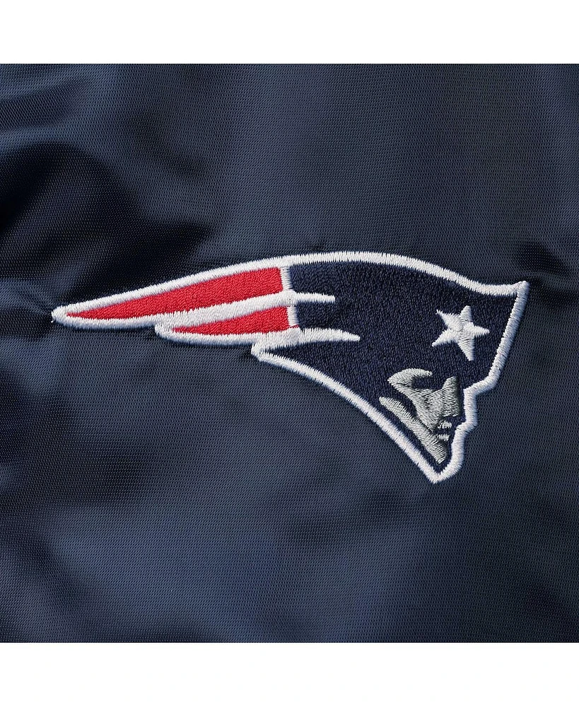 Men's Starter Navy New England Patriots Locker Room Satin Varsity Full-Snap Jacket