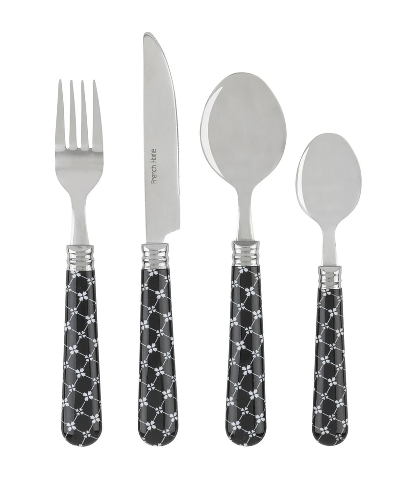 French Home Bistro Abstract Butterfly Stainless Steel 16 Piece Flatware Set, Service for 4