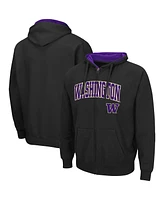 Men's Colosseum Black Washington Huskies Arch Logo 3.0 Full-Zip Hoodie