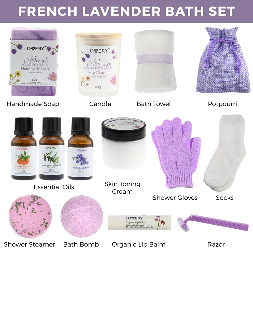 Lovery 17-Pc. French Lavender Relaxation Spa Bath & Body Gift Set