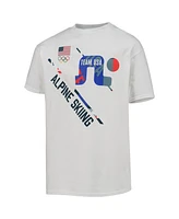 Big Boys White Team Usa Skiing Scattered Swatch T-shirt