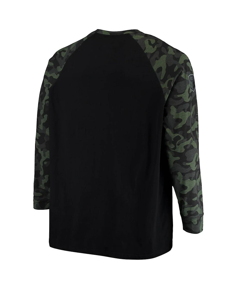 Men's Colosseum Black, Camo Texas A&M Aggies Oht Military-Inspired Appreciation Big and Tall Raglan Long Sleeve T-shirt