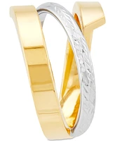Crisscross Open Style Statement Ring 10k Two-Tone Gold