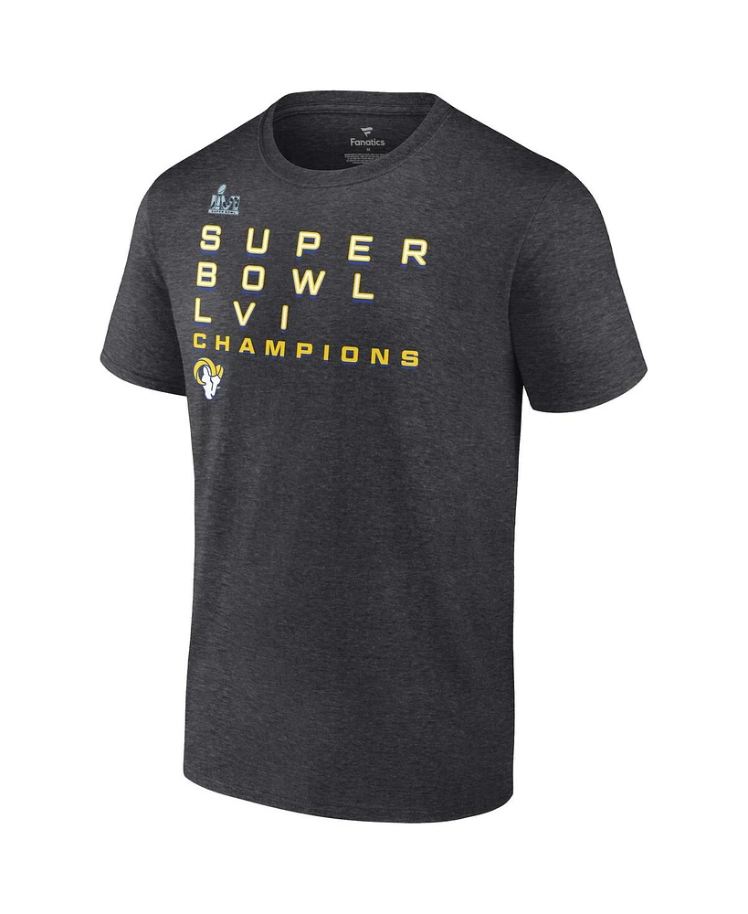 Men's Fanatics Charcoal Los Angeles Rams Super Bowl Lvi Champions Big Tall Signature Route T-shirt
