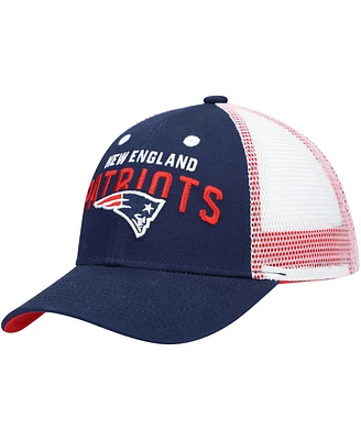 Preschool Unisex Navy, White New England Patriots Core Lockup Mesh Back Snapback Hat