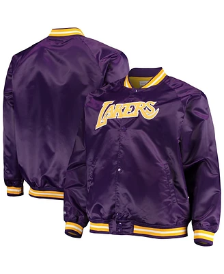 Men's Mitchell & Ness Los Angeles Lakers Big and Tall Hardwood Classics Raglan Satin Full-Snap Jacket