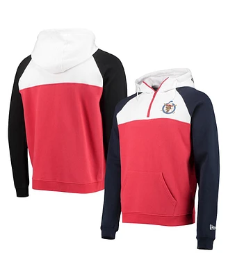 Men's New Era Red, White Washington Nationals Cooperstown Collection Quarter-Zip Hoodie