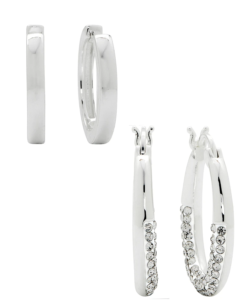 Women's Crystal Hoop Earrings Set