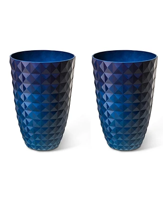 Glitzhome Oversized Faux Ceramic Textured Tall Pot Planter, Set of 2