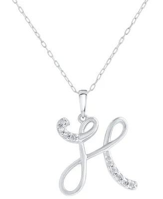 Diamond Fancy Initial 18" Pendant Necklace (1/10 ct. t.w.) in Sterling Silver