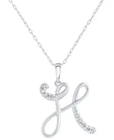 Diamond Fancy Initial 18" Pendant Necklace (1/10 ct. t.w.) in Sterling Silver