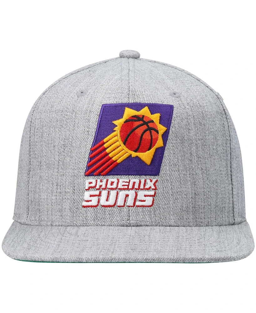 Men's Mitchell & Ness Heathered Gray Phoenix Suns Hardwood Classics Team 2.0 Snapback Hat