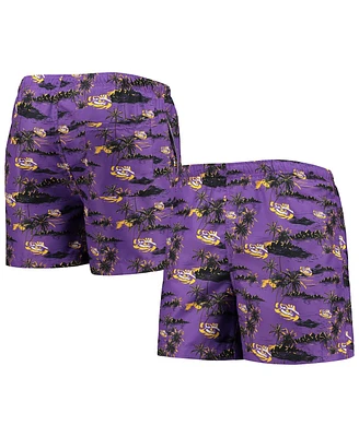 Men's Foco Purple Lsu Tigers Island Palm Swim Trunks