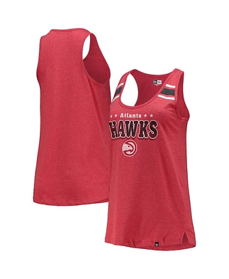 Women's New Era Red Atlanta Hawks Scoop-Neck Racerback Tank Top