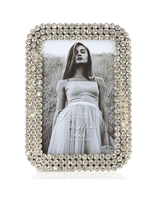 Three Rows of Brilliant Crystals Metal Picture Frame, 4" x 6"