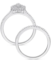 Diamond Halo Cluster Bridal Set (1/2 ct. t.w.) 14k White Gold