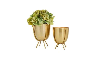 CosmoLiving by Cosmopolitan Contemporary Planters with Stand, Set of 2