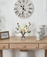Nearly Natural Magnolia Arrangement with Vase