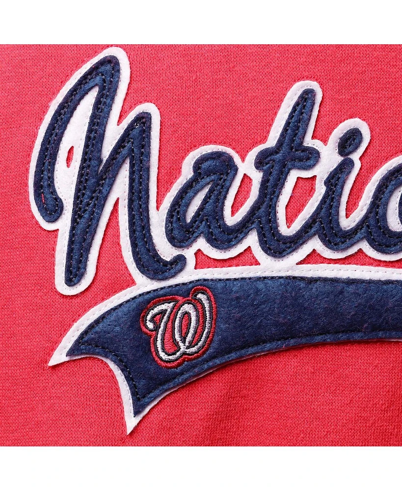 Women's Soft as a Grape Red Washington Nationals Plus Side Split Pullover Hoodie