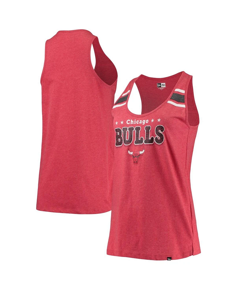 Women's New Era Heather Red Chicago Bulls Scoop-Neck Racerback Tank Top