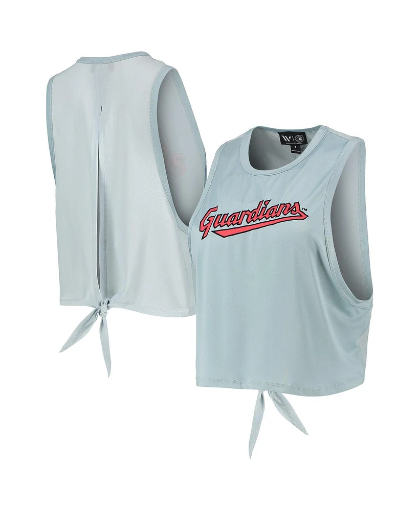 Women's The Wild Collective Light Blue Cleveland Guardians Open Back Twist-Tie Tank Top