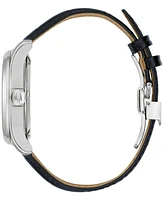 Bulova Men's Automatic Wilton Gmt Black Leather Strap Watch 43mm