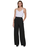 Calvin Klein Women's Whitney Button Front Wide Leg Pants