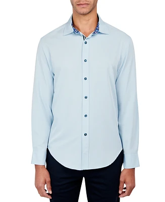 Society of Threads Men's Regular Fit Non-Iron Performance Stretch Solid Button-Down Shirt